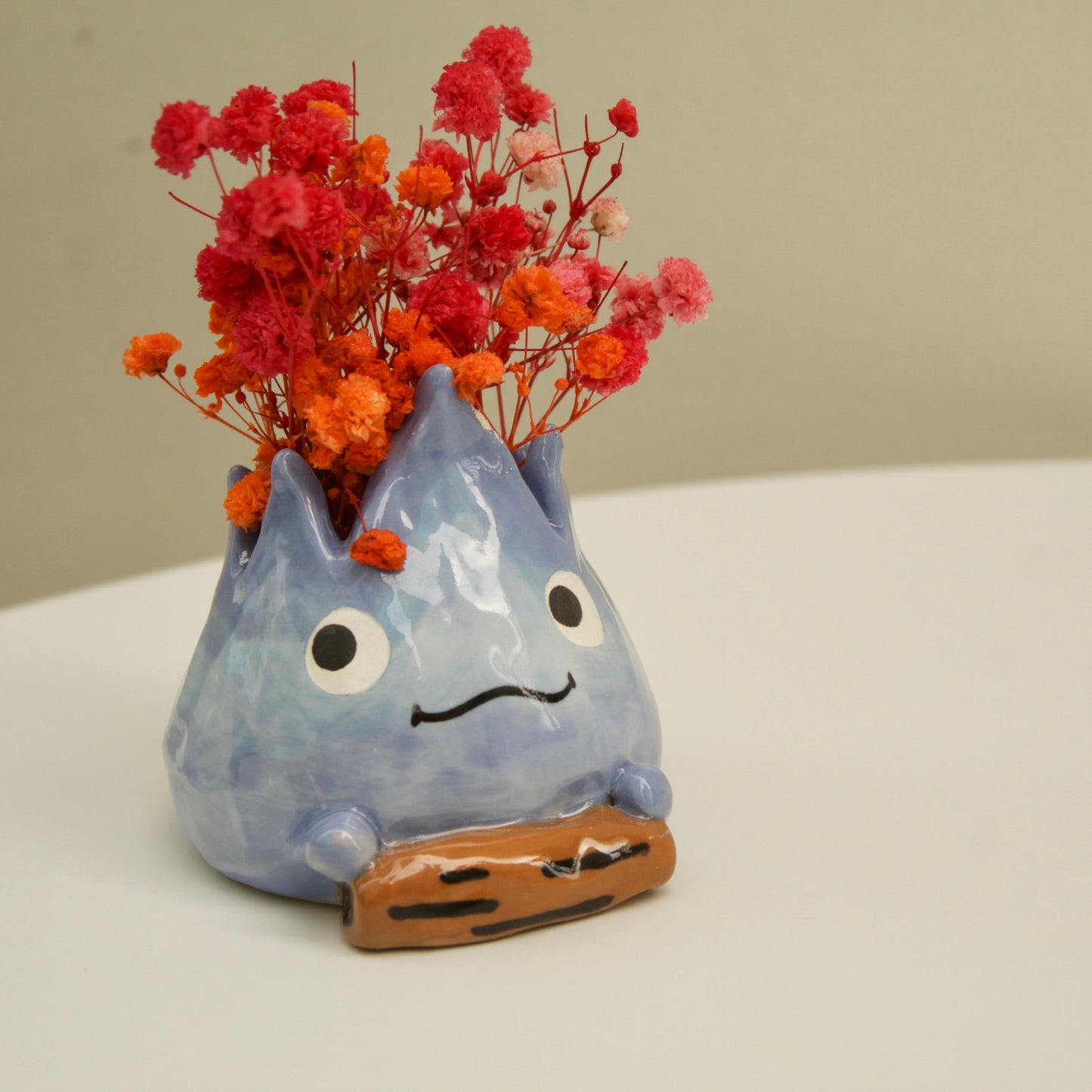 Adorable Handmade Unique Fire Demon Character Bud Vase