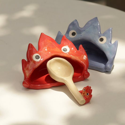 Adorable Handmade Ceramic Fire Demon Spoon Rest