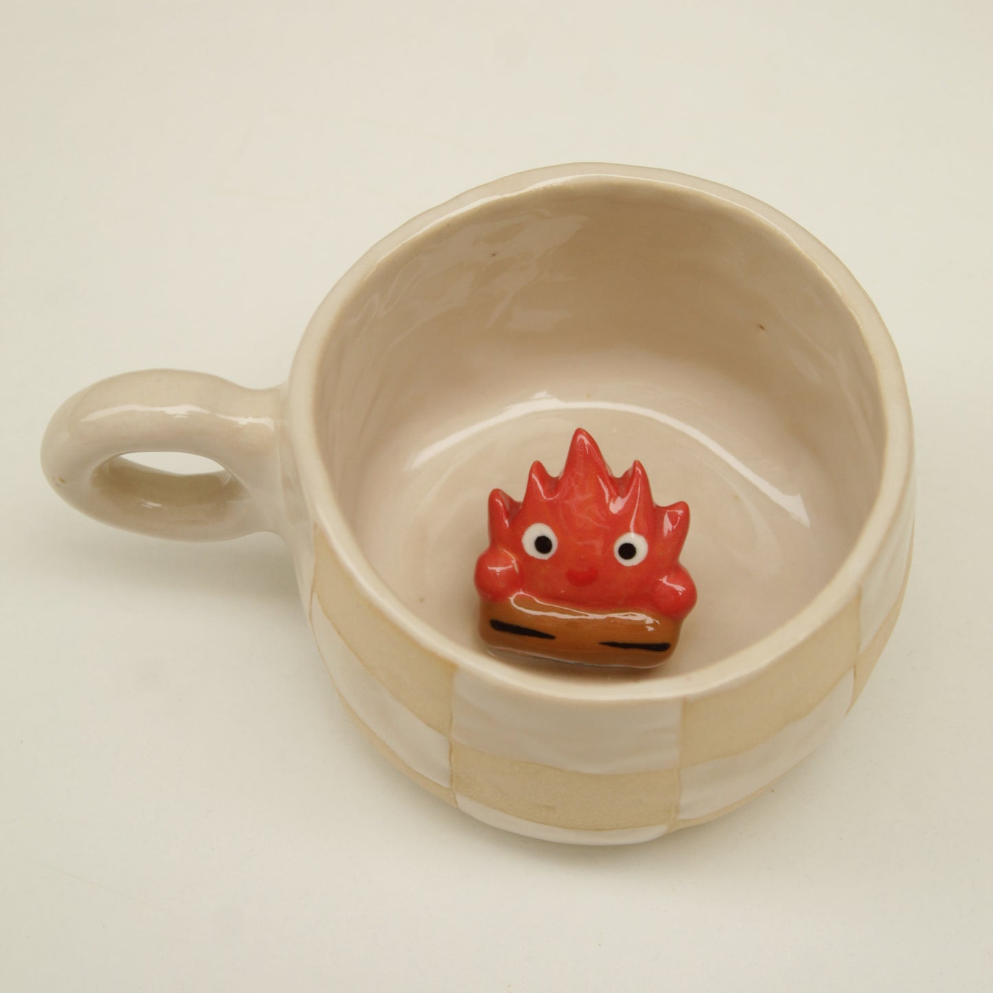 Cute Fire Demon Character Plaid Mug