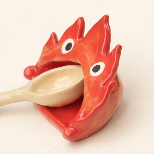 Adorable Handmade Ceramic Fire Demon Spoon Rest