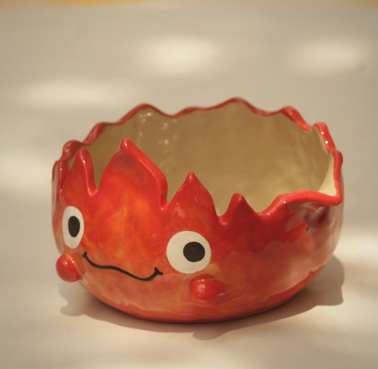 Adorable Handmade Ceramic Fire Demon Matcha Bowl