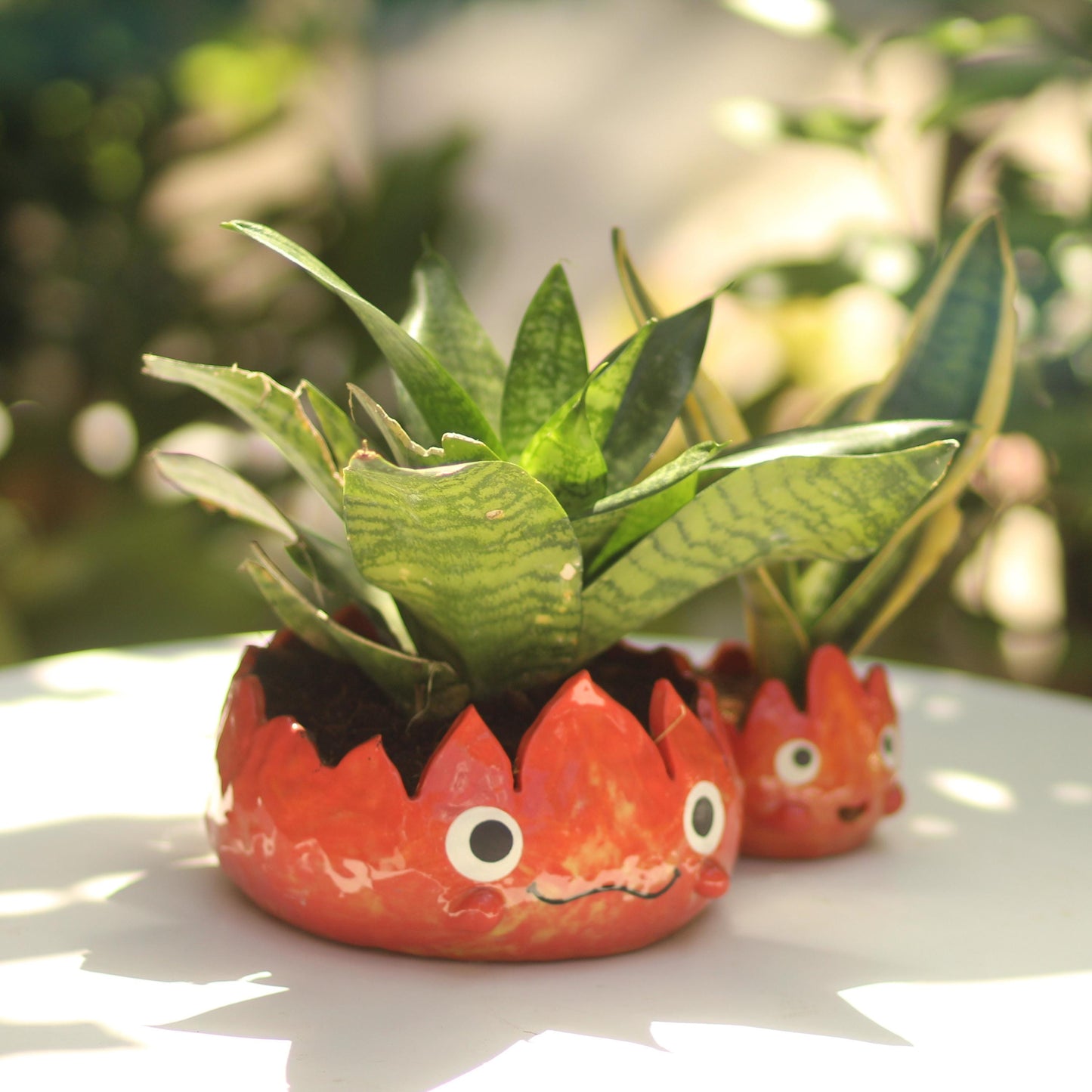 Big Cute Fire Demon Handmade Ceramic Plant Pot