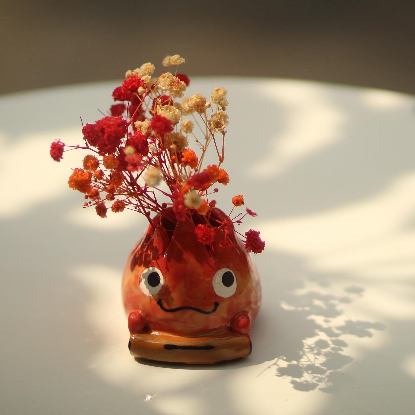 Adorable Handmade Unique Fire Demon Character Bud Vase