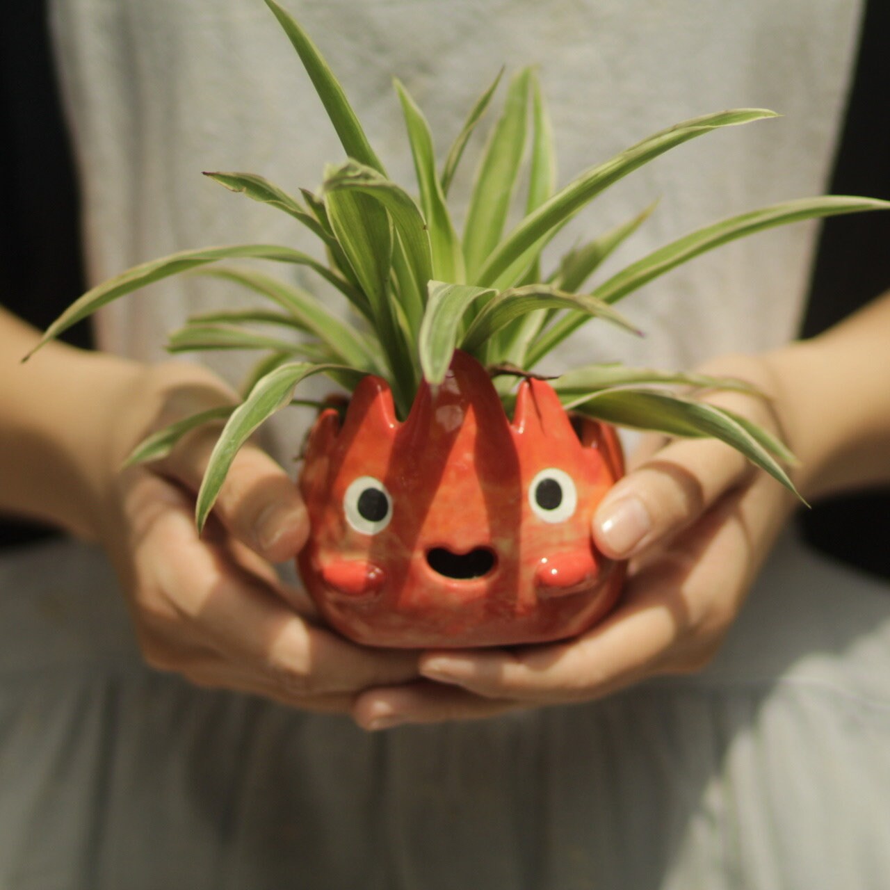 Cute Handmade Fire Demon Plant Pot