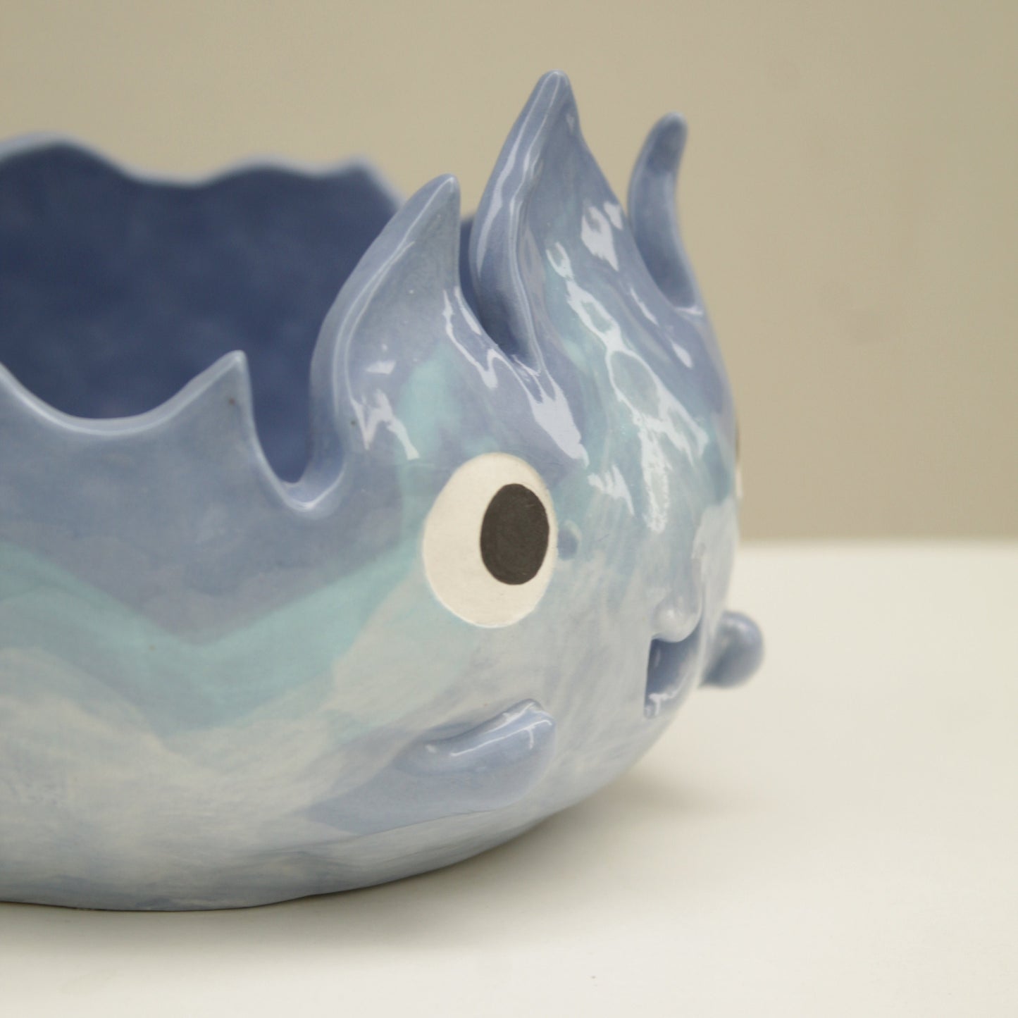 Cute Handmade Fire Demon Ceramic Yarn Bowl