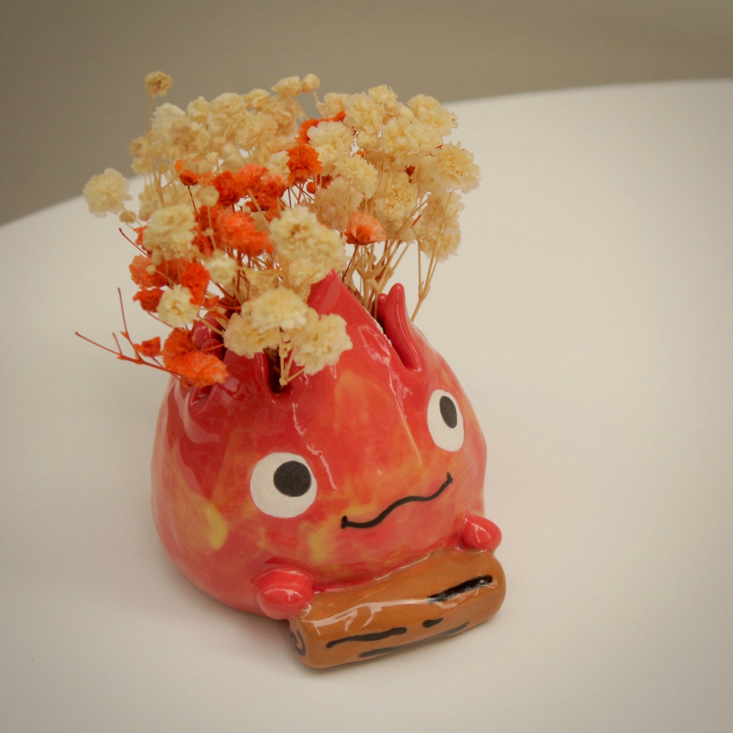 Adorable Handmade Unique Fire Demon Character Bud Vase