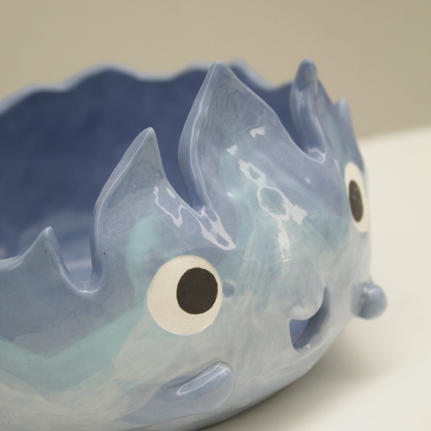 Cute Handmade Fire Demon Ceramic Yarn Bowl