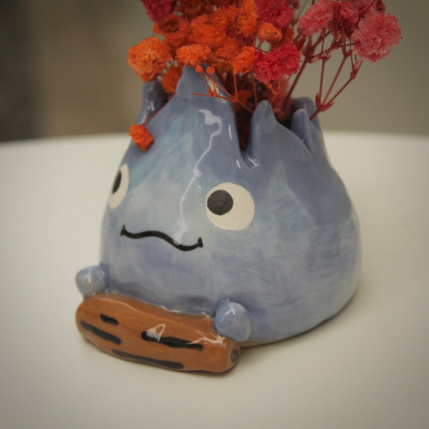 Adorable Handmade Unique Fire Demon Character Bud Vase