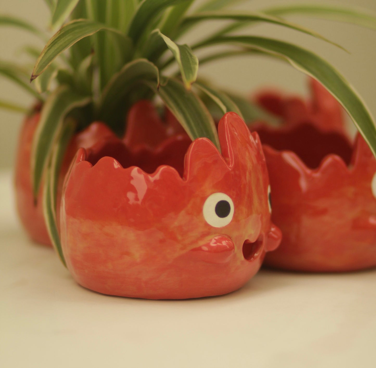 Cute Handmade Fire Demon Plant Pot